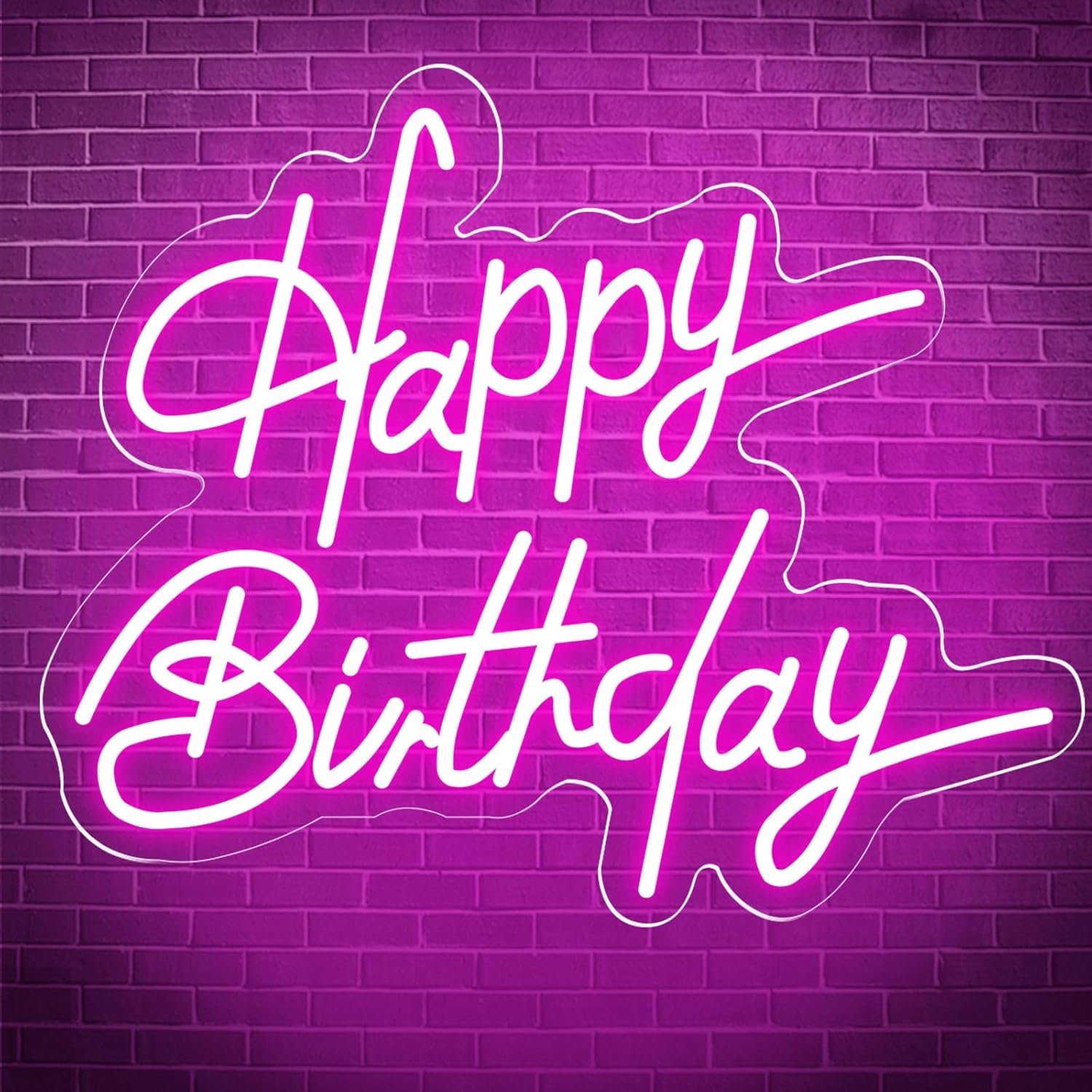 Letreros de neón de feliz cumpleaños para decoración de pared, letreros con luz LED, luces de decoración de cumpleaños para el hogar, decoración