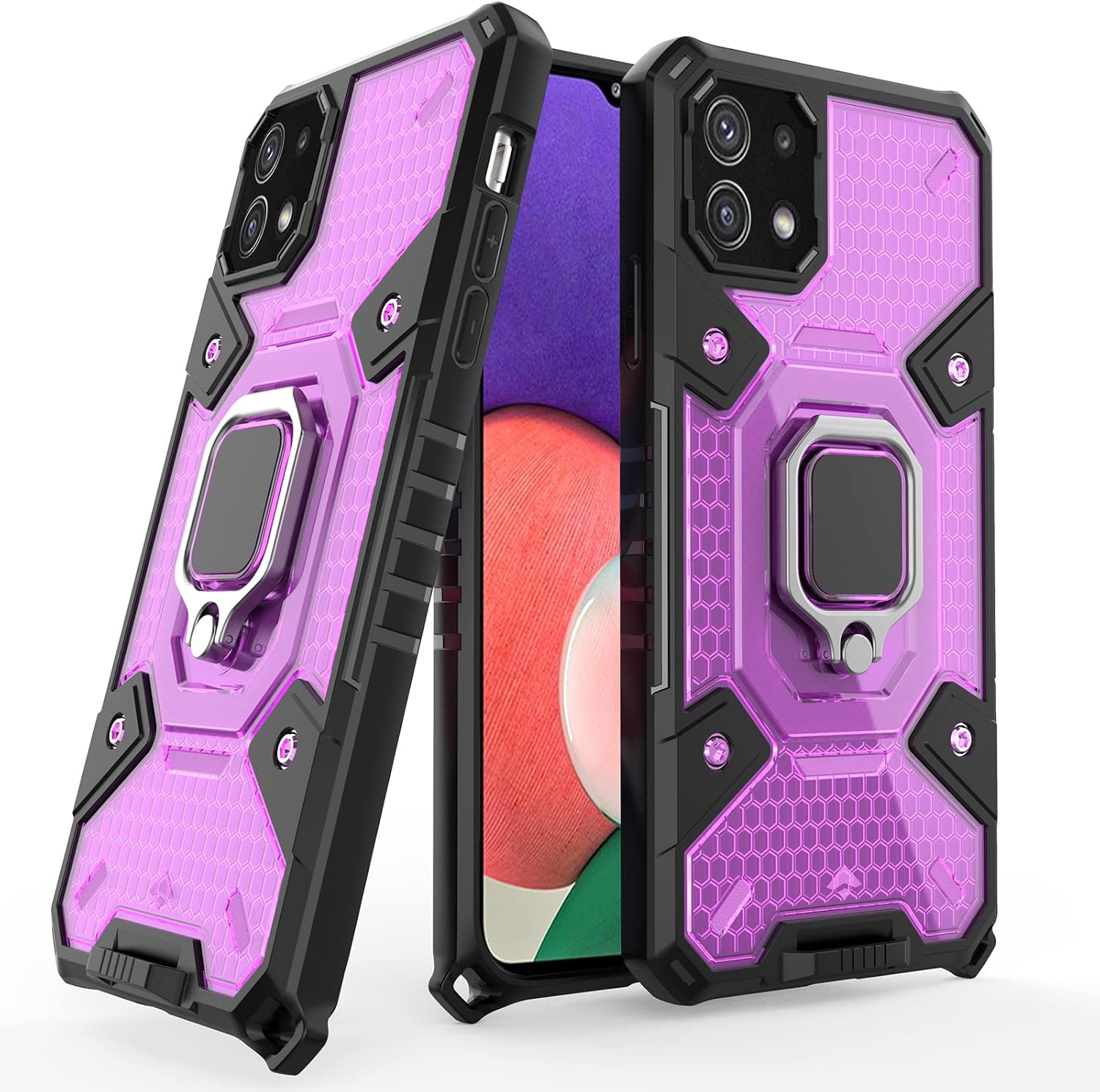 Asuwish Funda de teléfono para Samsung Galaxy A22 5GBoost Mobile Celero 5G con protector de pantalla de vidrio templado y soporte de anillo,