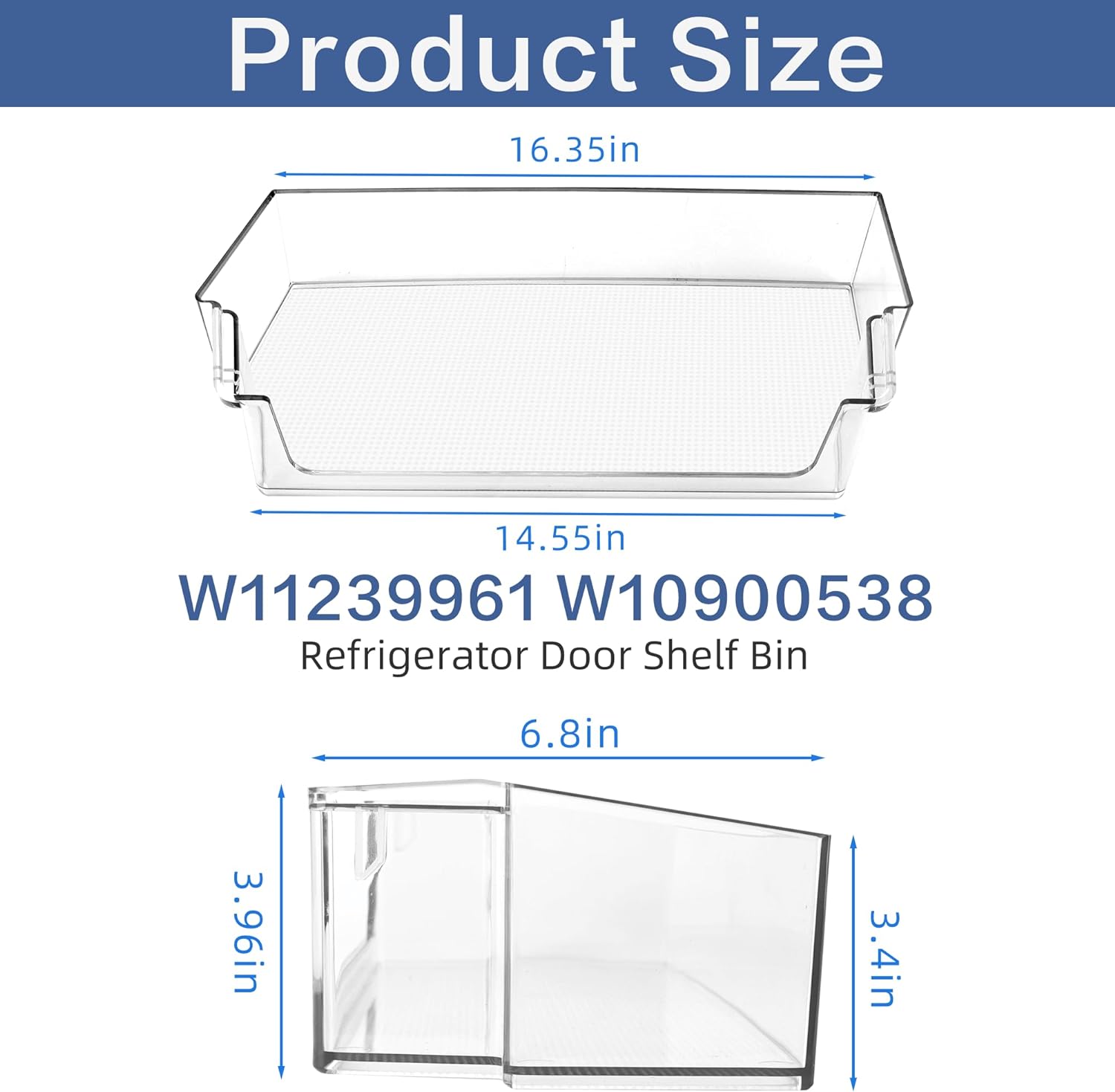Fetechmate – Estante de repuesto para puerta de refrigerador W11239961 W10900538, estante lateral para refrigerador, paquete de 2 unidades de