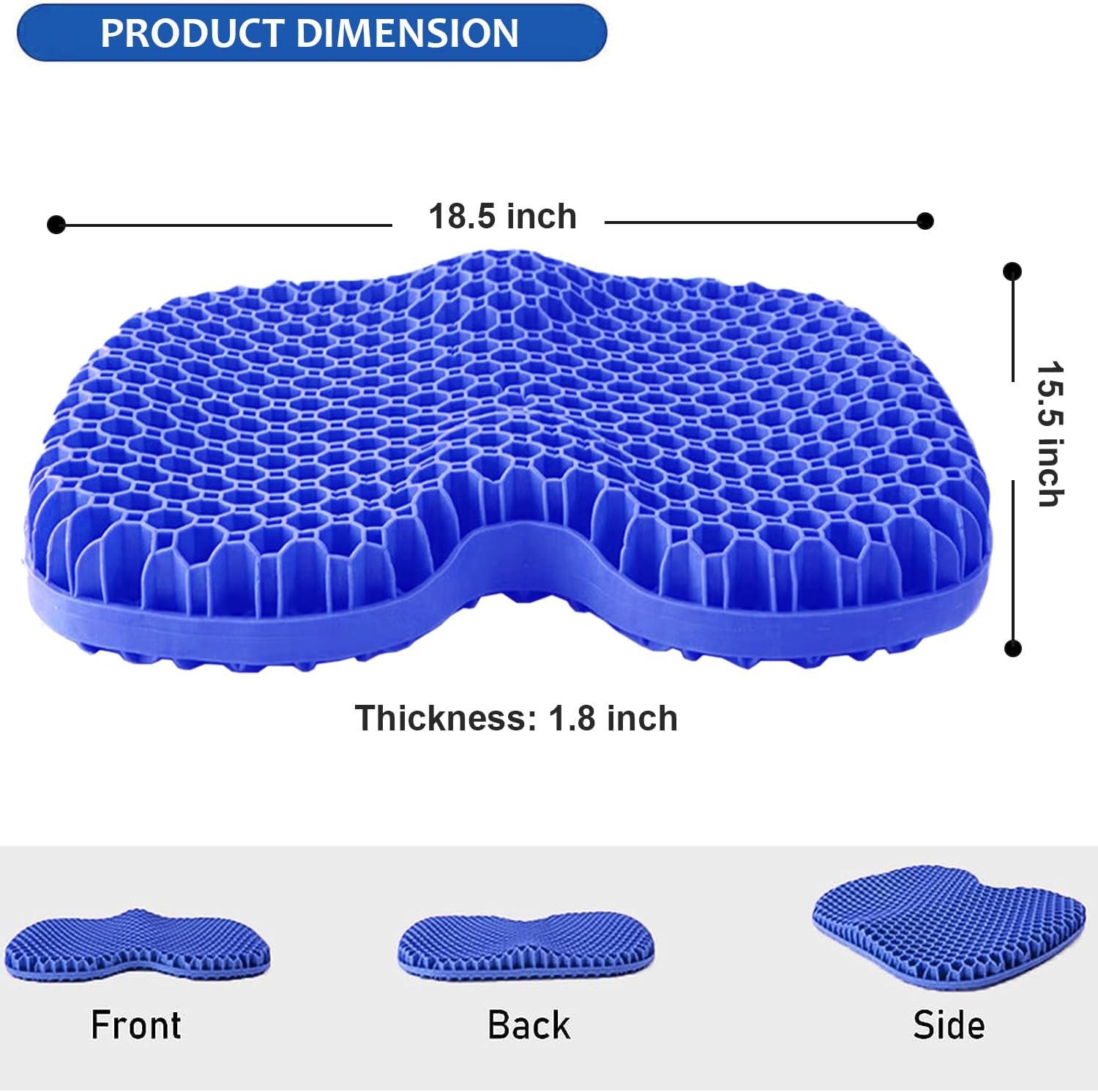 Cojín de gel para asiento de coche, cojín de gel transpirable en forma de U para sentarse durante mucho tiempo, cojín para silla de oficina, cojín