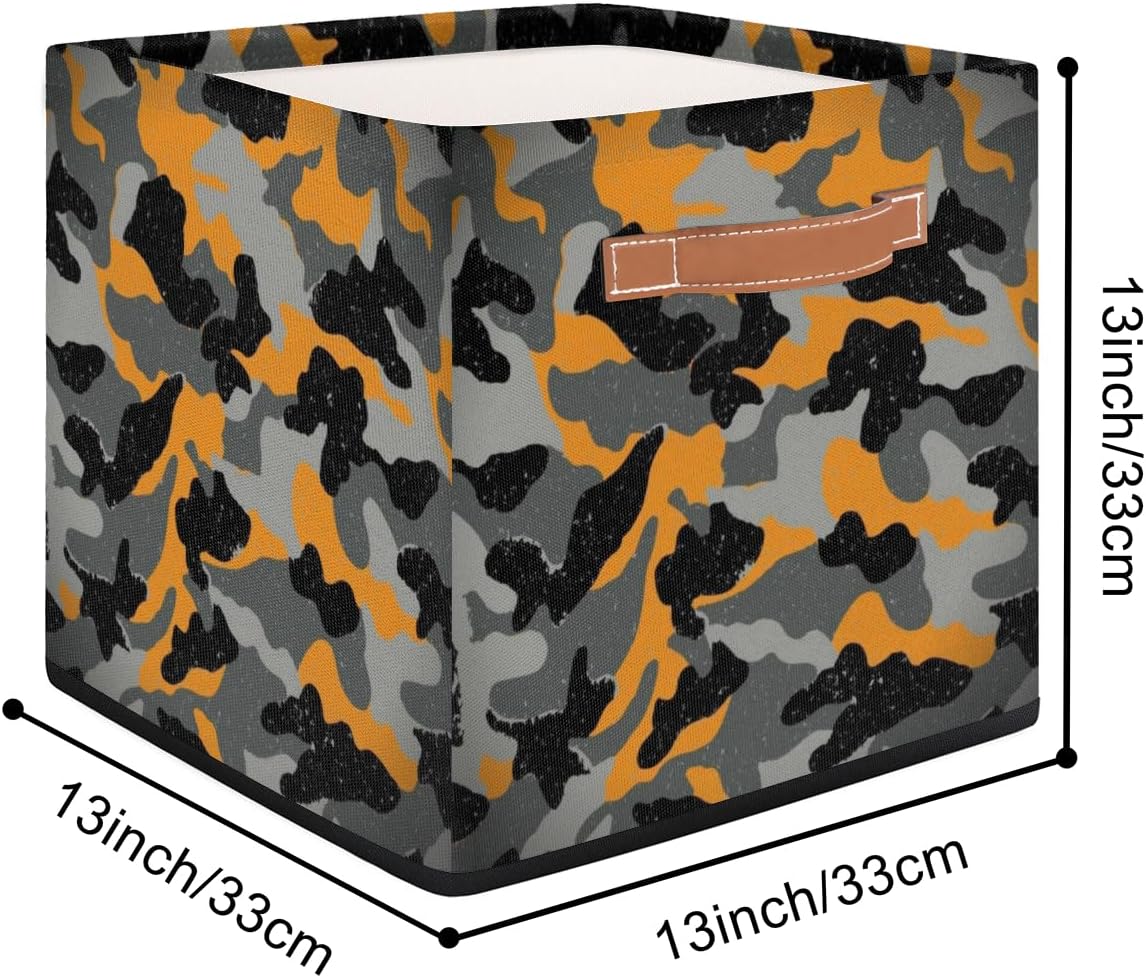 KOBLEN Cesta de almacenamiento cuadrada con diseño moderno de camuflaje, cesta de almacenamiento plegable para ropa, 13 x 13 pulgadas, cubo grande