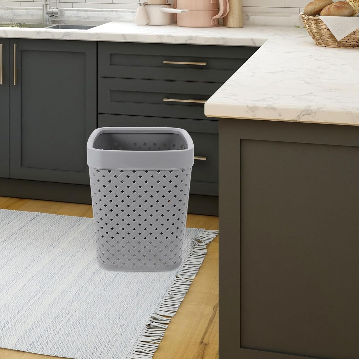 NUOBESTY Cubo de basura cuadrado de malla con parte superior abierta, contenedor de basura, cesta de reciclaje para baños, lavandería, cocinas,