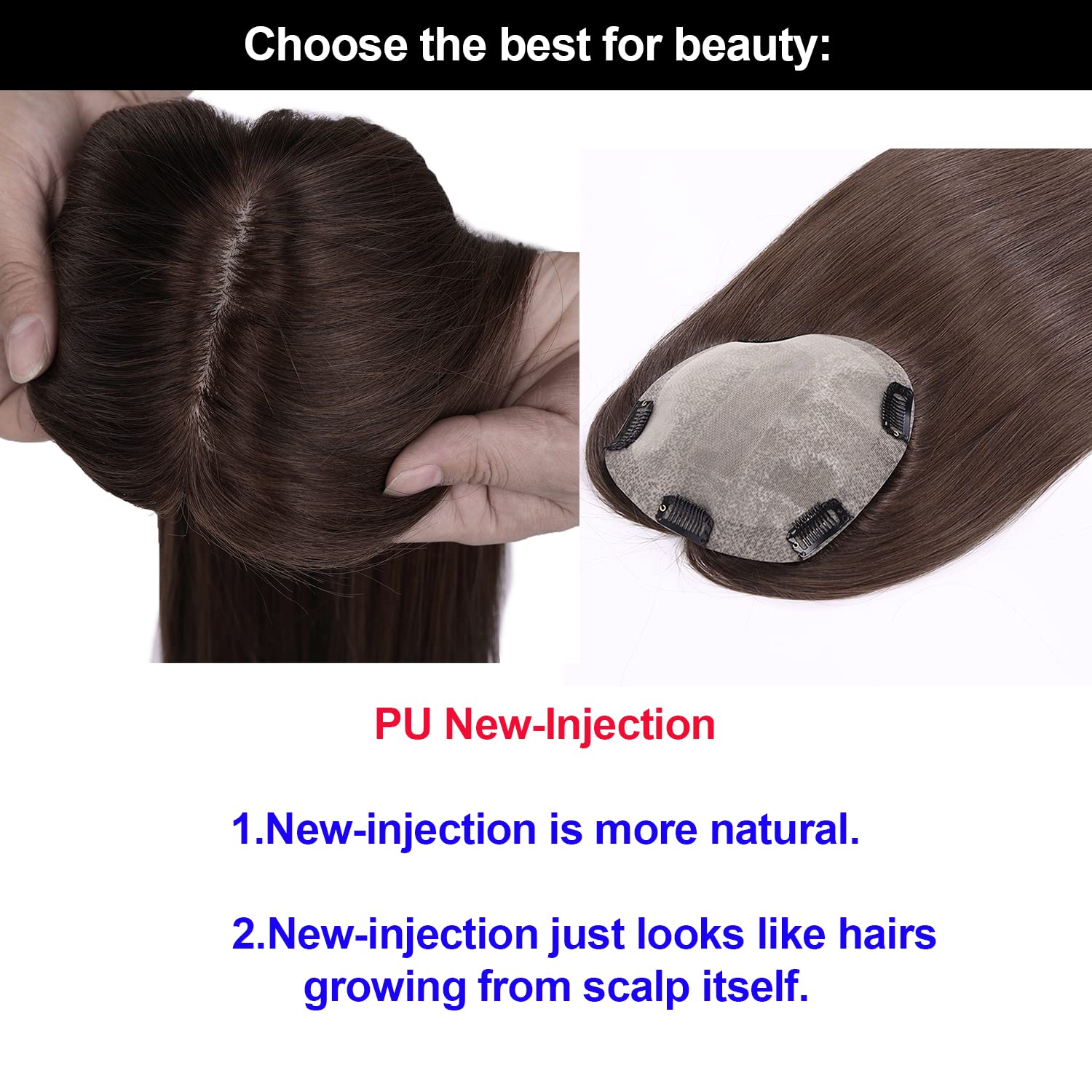 14 pulgadas base de seda Cabello humano Topper Pelucas con 5 clips en seda Remy Europeo pelo Toupee para las mujeres pelo fino 15X16CM Color #4