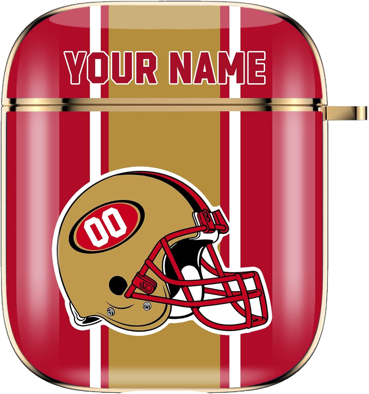 Funda personalizada para AirPods 1 y 2, con nombre y número de San Francisco, regalo personalizado para fanáticos de San Francisco, casco de fútbol,