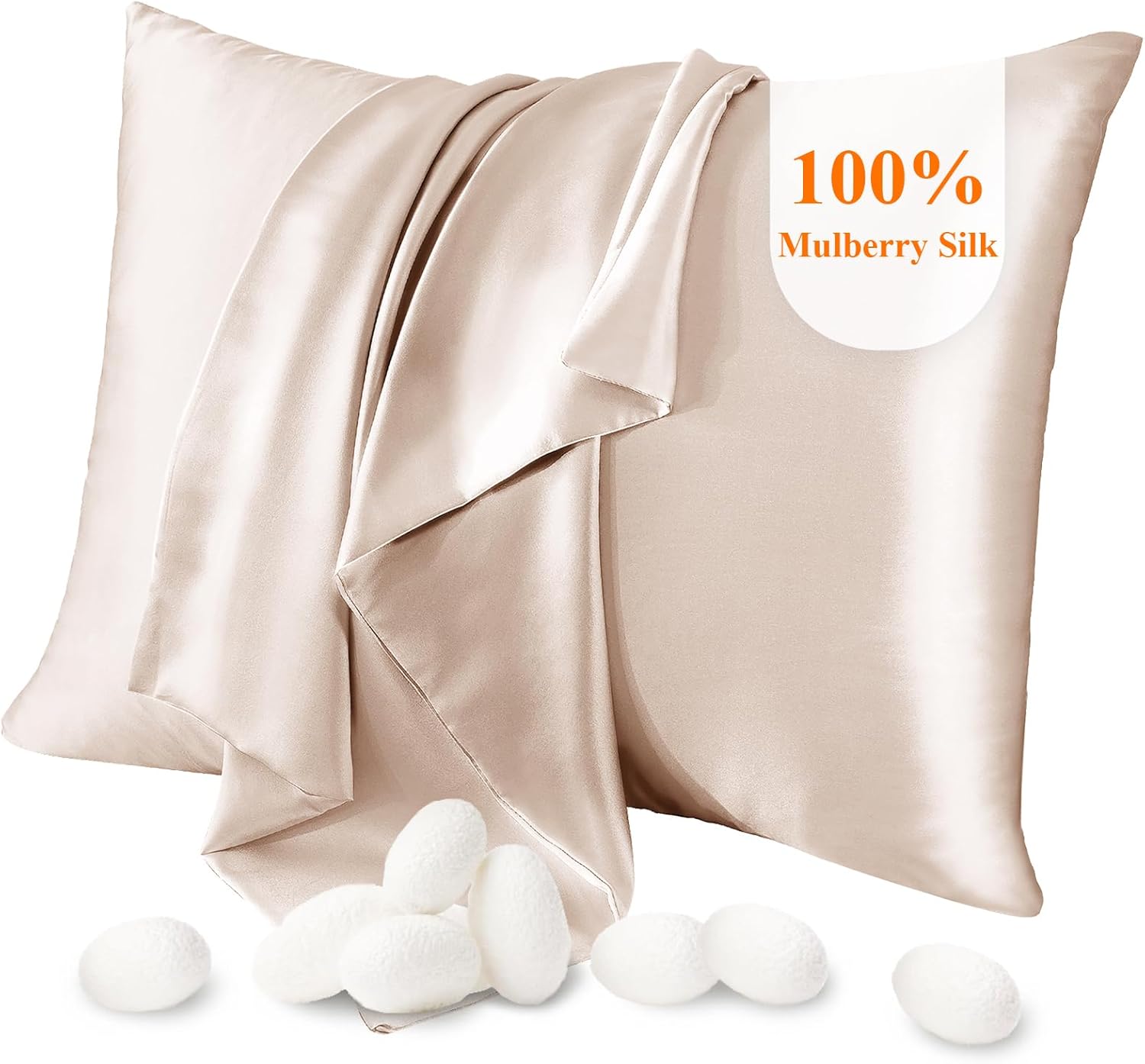 Funda de almohada de seda 100% pura, 21 mommes, fundas de almohada de seda en ambos lados, tamaño King, Queen, estándar funda de almohada de seda de