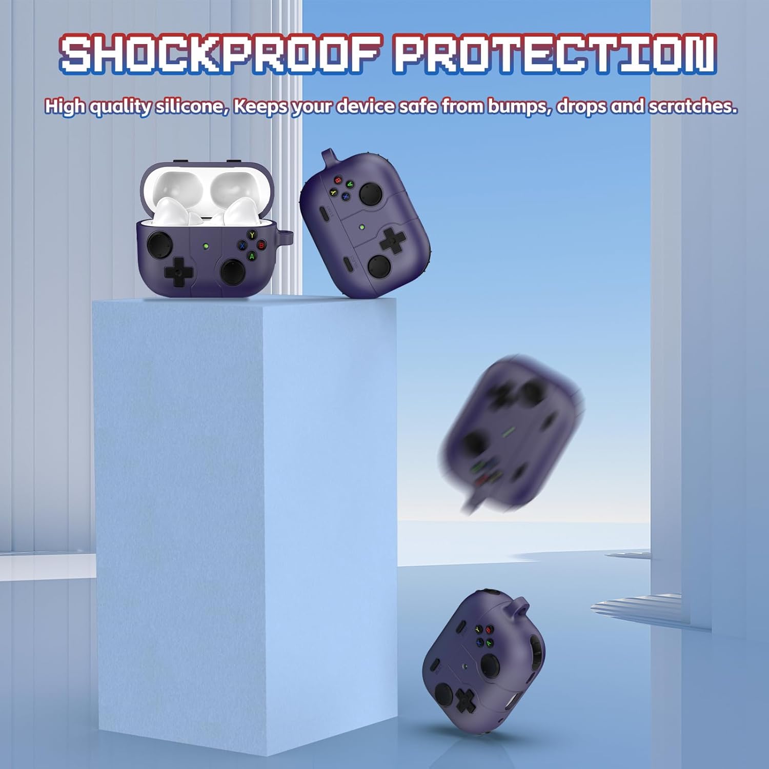 Lopnord Funda para Airpods 3, diseño de consola de videojuegos para Airpods de tercera generación con accesorios para llavero, funda de silicona