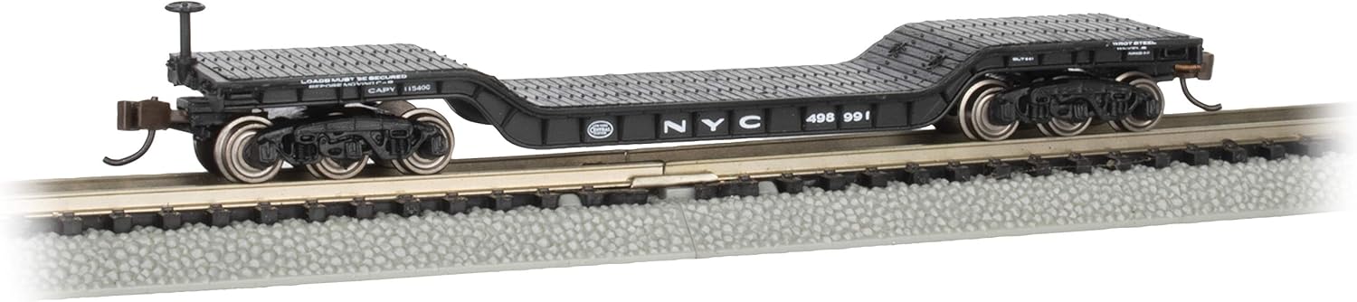 Bachmann Trains – Coche plano deprimido central de 52′ – Centro de Nueva York #498991 sin carga – Escala N