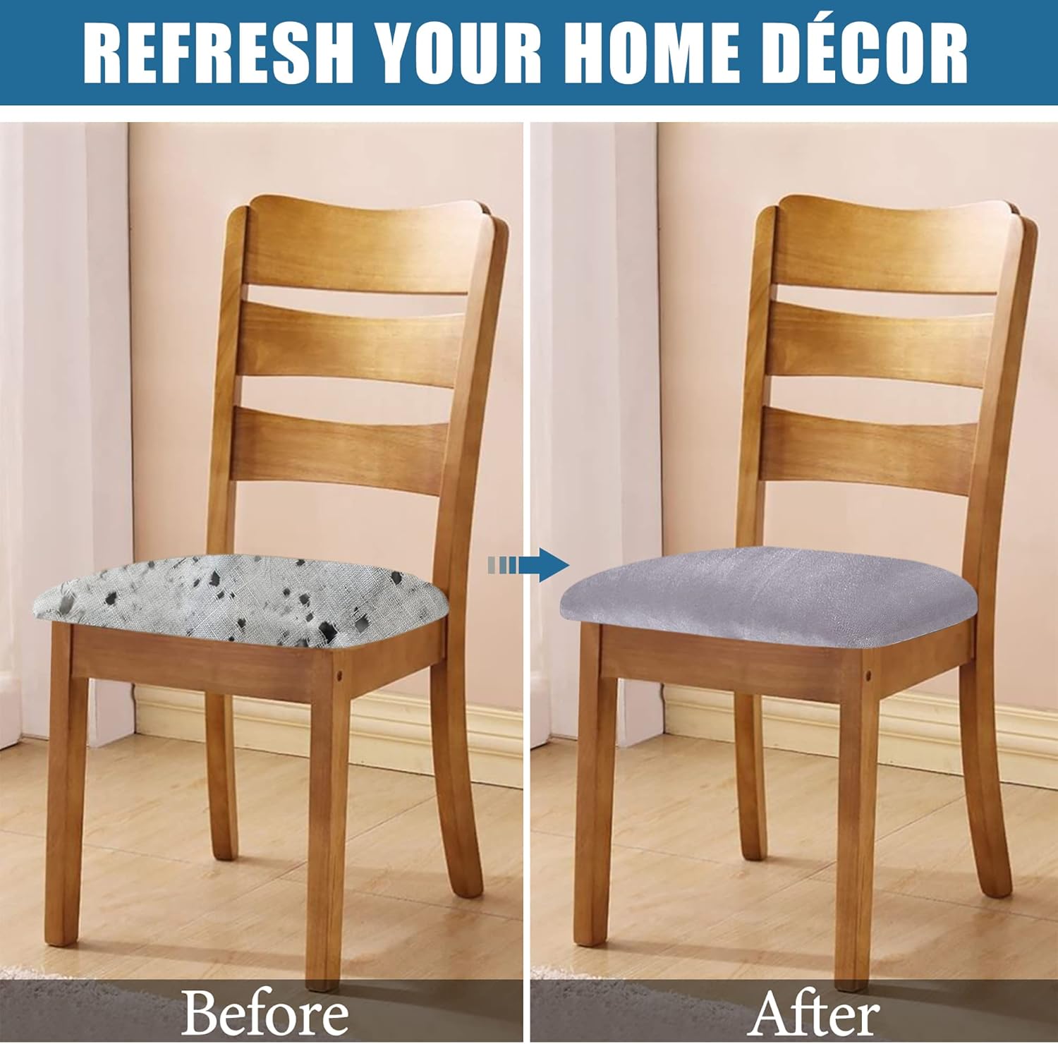 Smiry – Originales fundas para asiento de silla de comedor, de terciopelo, con lazos, desmontables, lavables, elásticas, protectoras