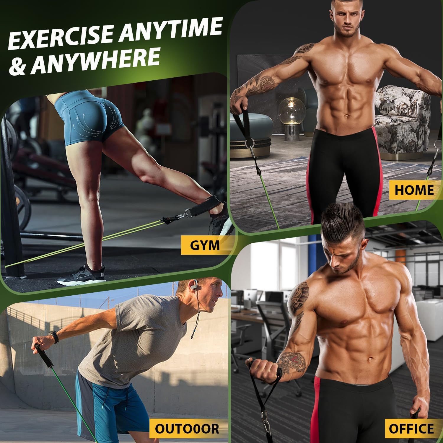 WHATAFIT Bandas de resistencia, bandas de ejercicio, bandas de resistencia para entrenamiento, bandas de entrenamiento con asas para hombres y