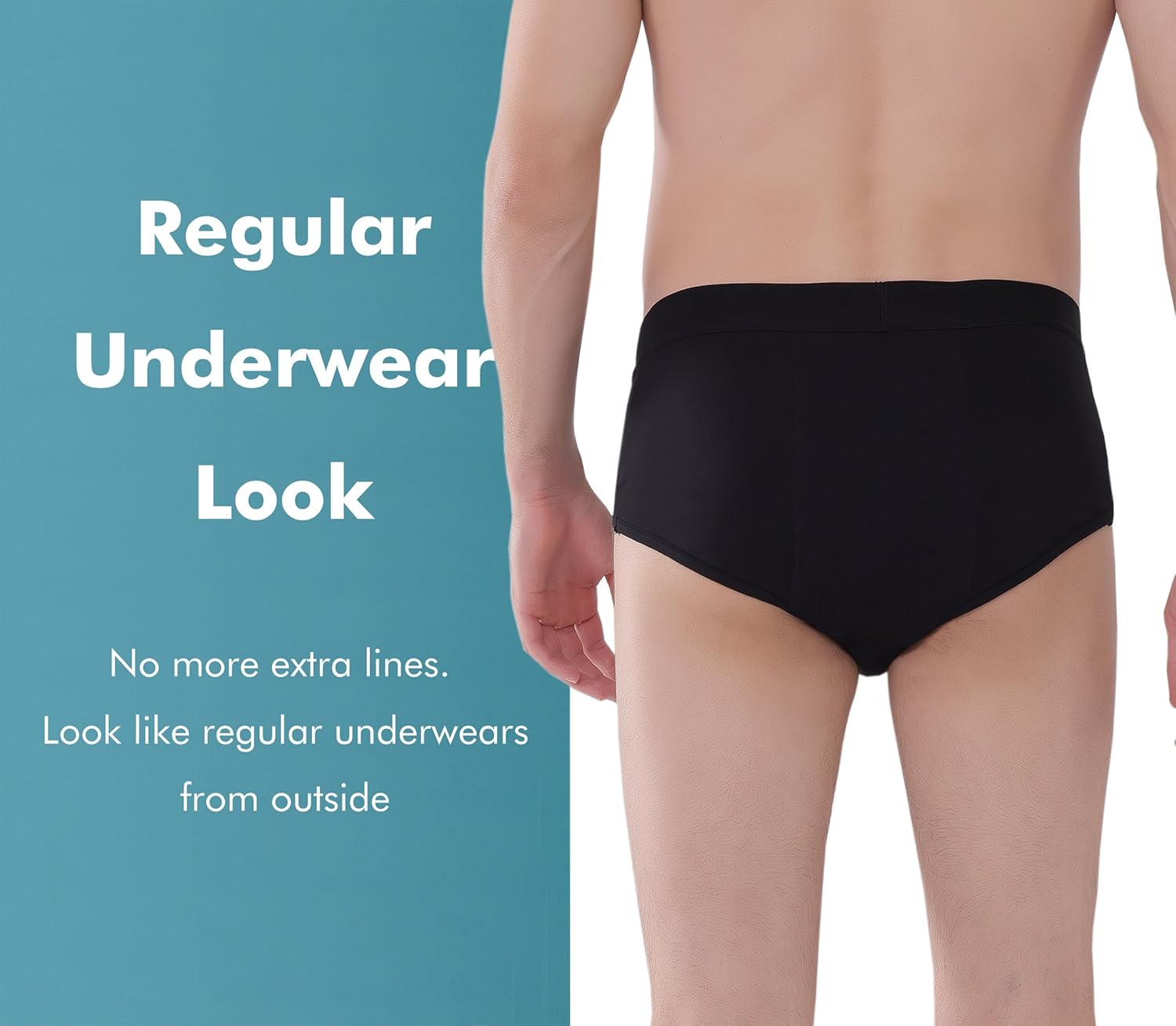 Ropa interior lavable de súper absorción para incontinencia urinaria para hombres, calzoncillos regulares suaves para fugas de vejiga (5.4 fl oz)