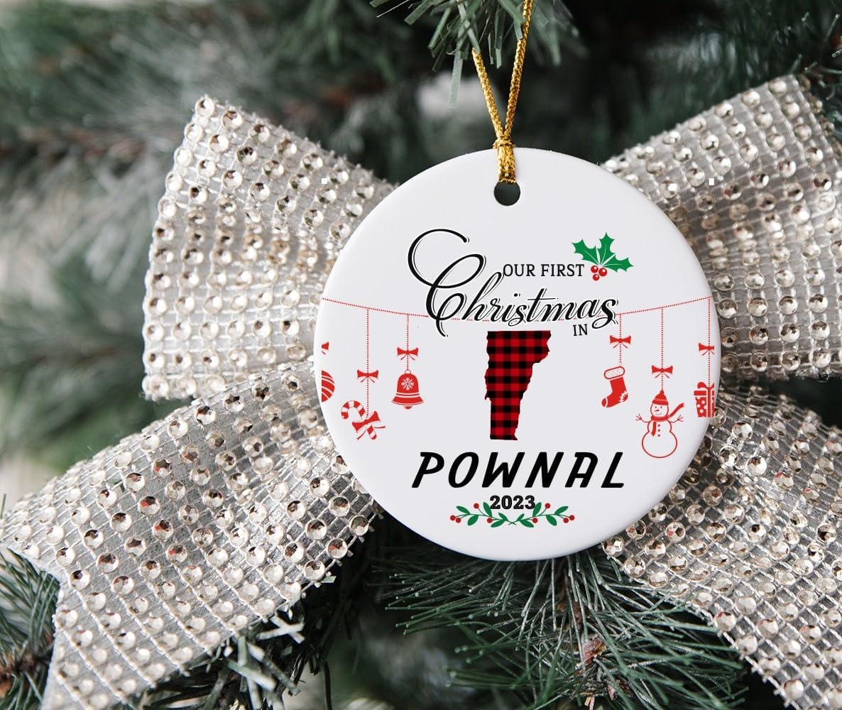 Christmas Tree Ornament 2023 Our First Christmas in Pownal Vermont Ornament Christmas in Our New House Rustic Xmas Decorations Gift Family Present