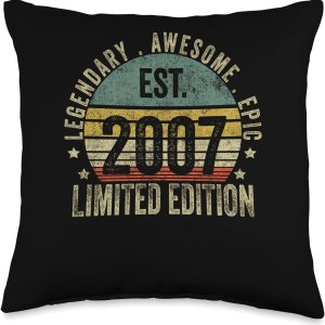 16th Birthday Vintage 16 Year Old Est 2007 Limited Edition Throw Pillow, 16×16, Multicolor 16th Birthday Vintage 16 Year Old Est 2007 Limited Edition Throw Pillow, 16×16, Multicolor