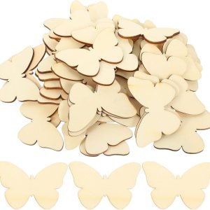 50 piezas de mariposas para adultos, madera natural en blanco en blanco con forma de mariposa, recortes para manualidades, boda, decoración del 50 piezas de mariposas para adultos, madera natural en blanco en blanco con forma de mariposa, recortes para manualidades, boda, decoración del