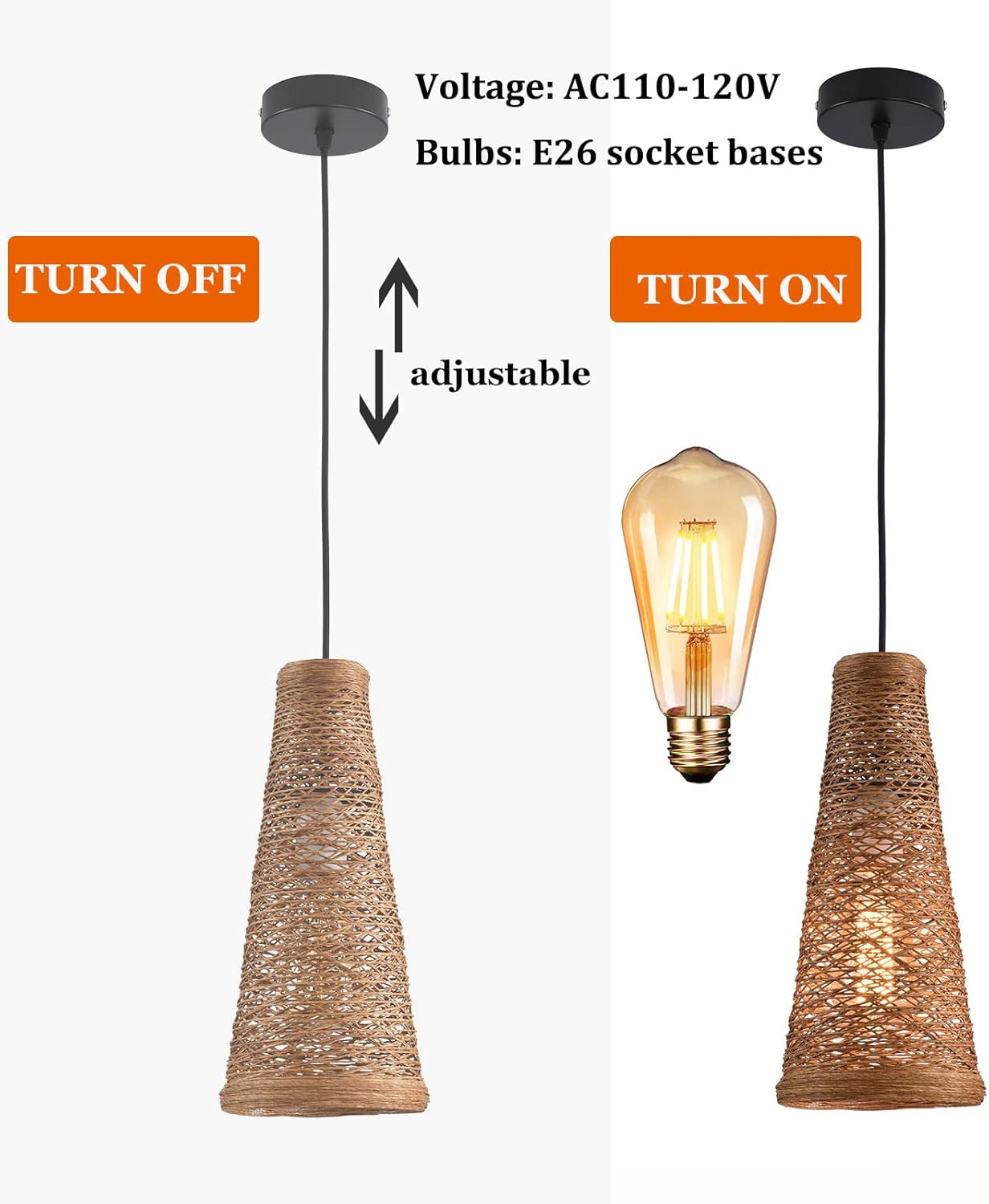 1 mini luces colgantes tejidas, moderna lámpara colgante costera bohemia con pantalla de ratán tejida a mano, accesorio de iluminación colgante para