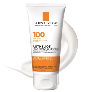 La Roche-Posay Anthelios Melt-In Milk Protector solar SPF 100 Protector solar para cuerpo y cara SPF de amplio espectro + antioxidantes Loción de La Roche-Posay Anthelios Melt-In Milk Protector solar SPF 100 Protector solar para cuerpo y cara SPF de amplio espectro + antioxidantes Loción de