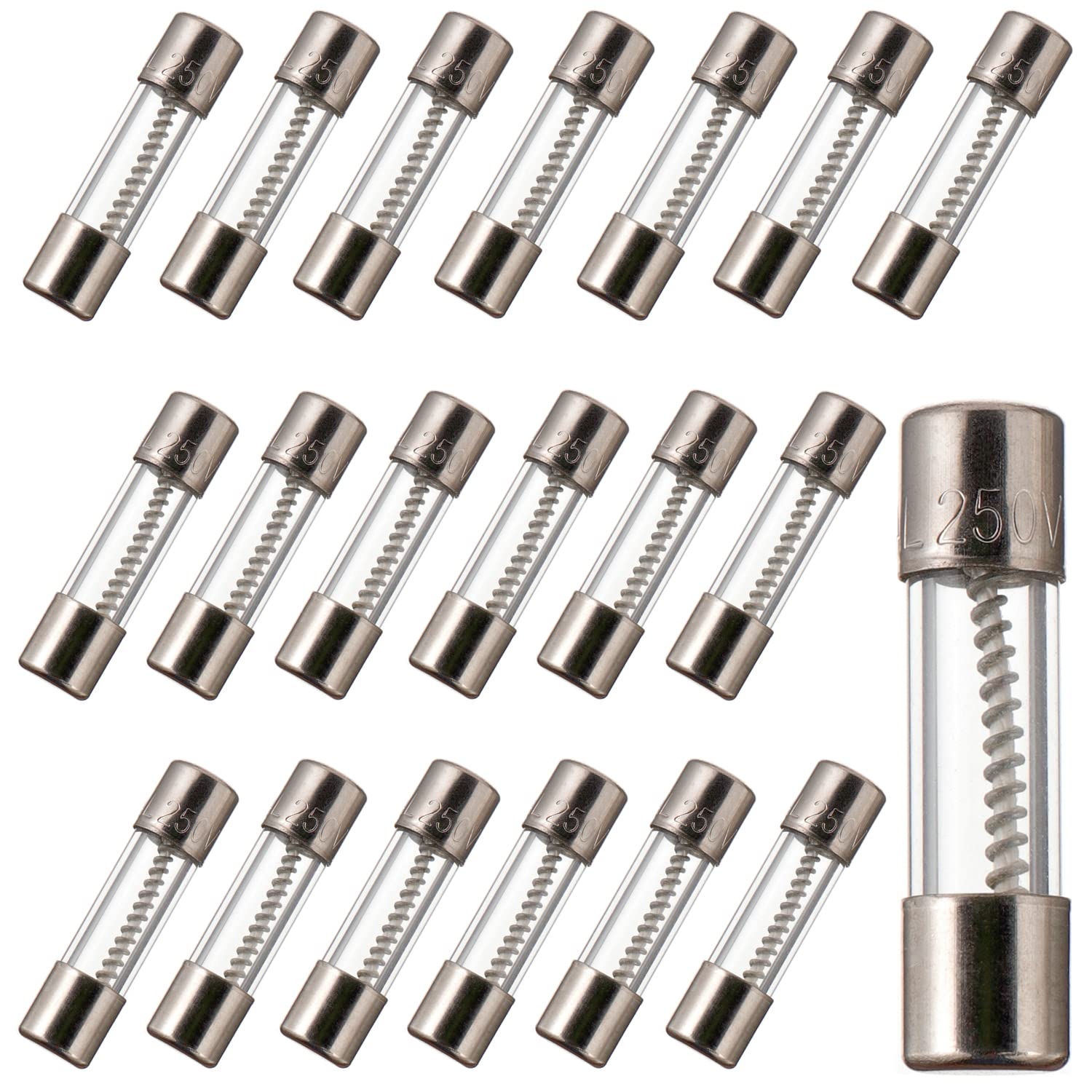 BOJACK T5AL250V 0.197×0.787 in 5A 250V Fusibles de soplado lento 5 amperios 250 voltios 0.2 x 0.78 pulgadas tubo de vidrio fusibles de retardo de