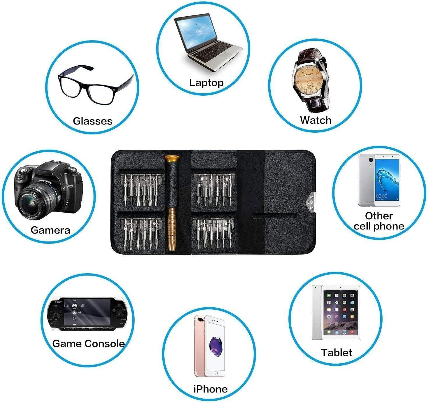 Juego de destornilladores de precisión profesional, kit de herramientas de reparación manual para lentes, portátil, reloj de reparación móvil, 25 uds