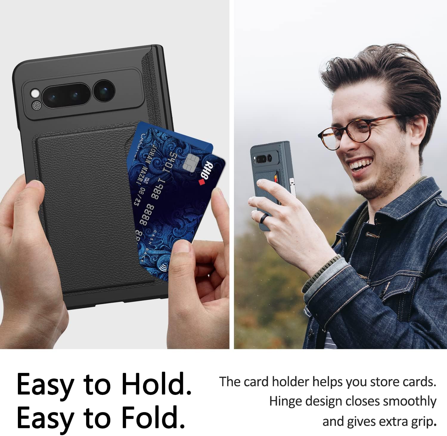 Miimall Funda compatible con Google Pixel Fold protección magnética de bisagra tarjetero protector de pantalla soporte duradero Funda de PC todo