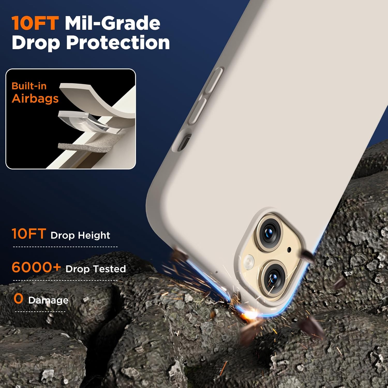 COFFKER Compatible con iPhone 15, funda de silicona líquida, funda protectora de cuerpo completo a prueba de golpes forro de microfibra suave, funda