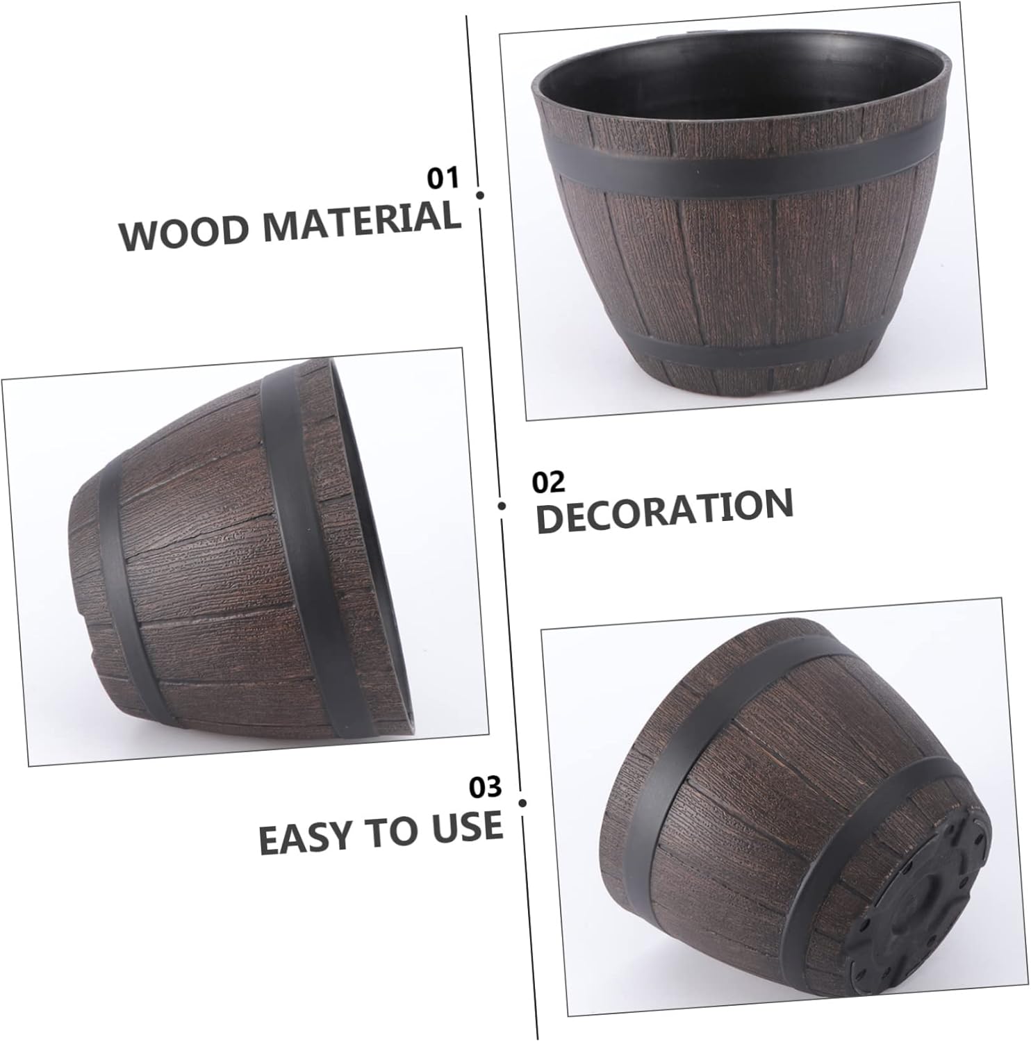 Yardwe 2 piezas de flores al aire libre suculentas macetas macetas de madera al aire libre plantador de madera al aire libre Bonsái Pot imitación