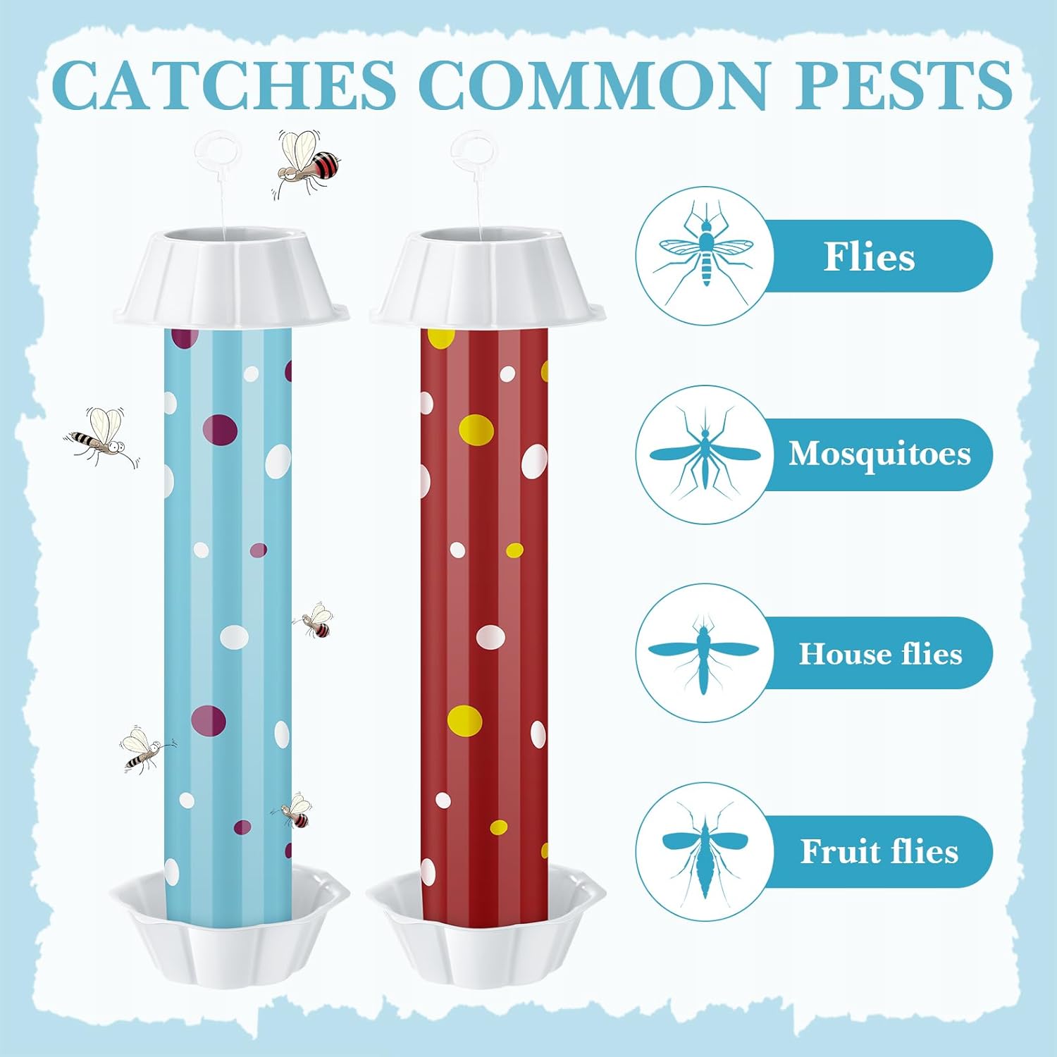 12 piezas de trampa adhesiva para moscas, para interiores y exteriores, de larga duración, con gancho para colgar avispas, mosquitos, insectos,