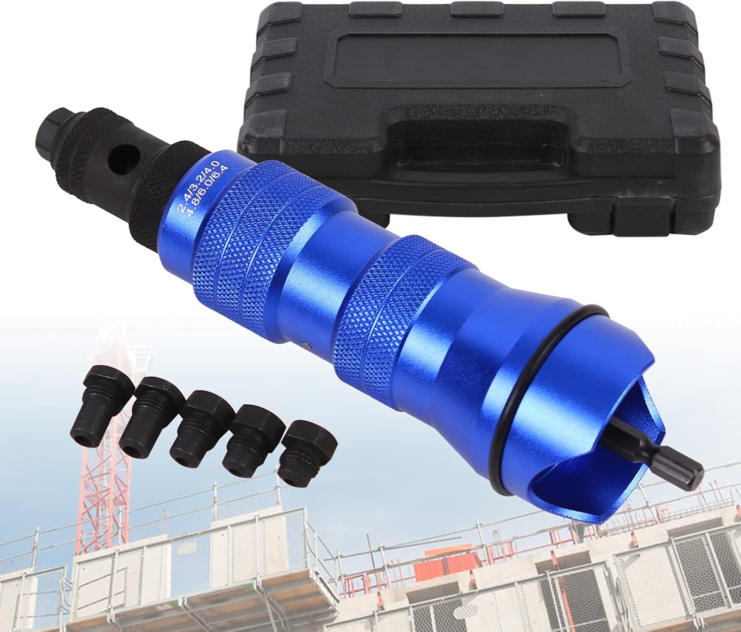 ADR36 – Kit de adaptador para taladro de remache ciego (0.094in, 0.252in), color azul