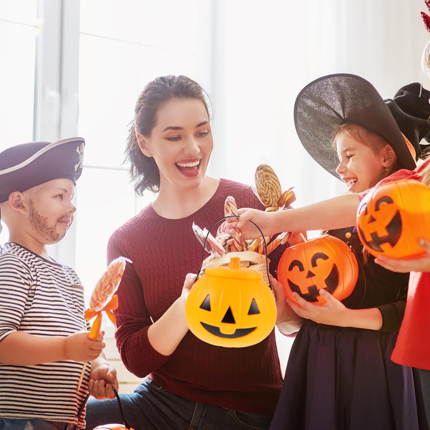 Operitacx Mini cubos de calabaza de plástico calabazas para caramelos, bolsas de caramelos, bolsas de dulces de calabaza, bolsa de dulce o truco de