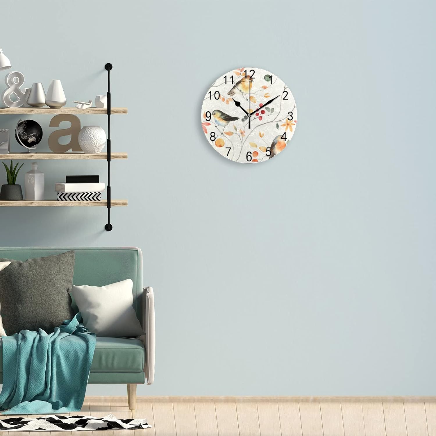 Reloj de pared silencioso sin tictac, funciona con pilas, reloj moderno decorativo para dormitorio, sala de estar, baño, cocina, reloj redondo (9.8
