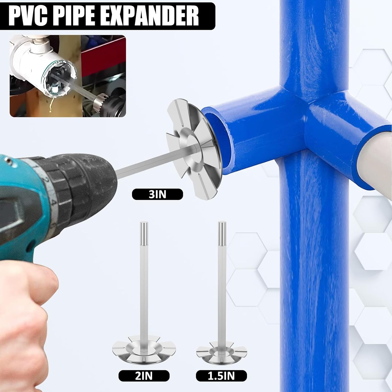 Juego de 3 piezas de protectores de enchufes de PVC, juego de ahorro de enchufes, herramienta de corte de conducto de PVC de acero inoxidable de