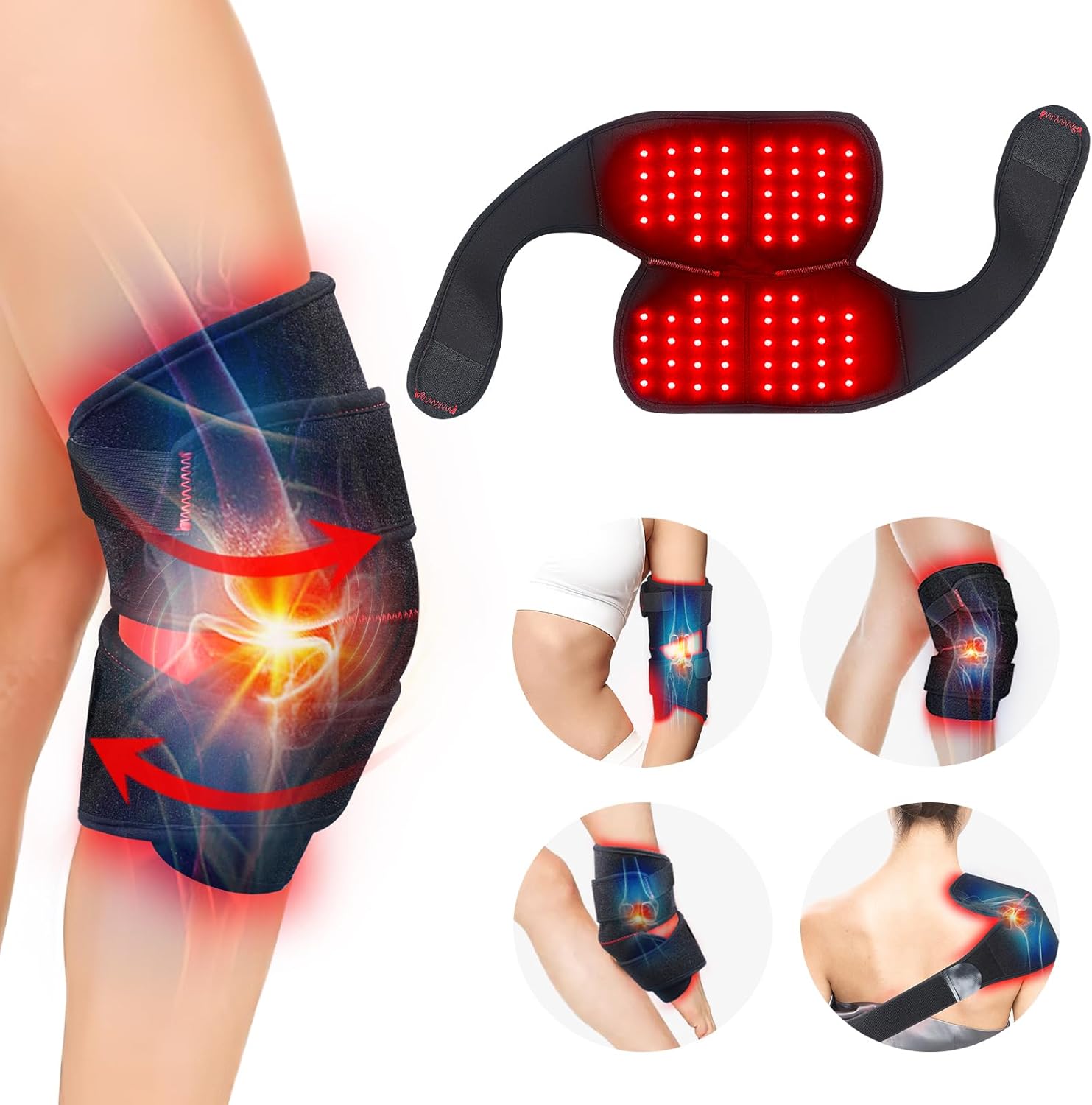 Red Light Therapy for Knee, Infrared Light Therapy Belt with 660nm Red Light and 850nm Red and Infrared Light Therapy Wrap Belt for Joint Pain Relief