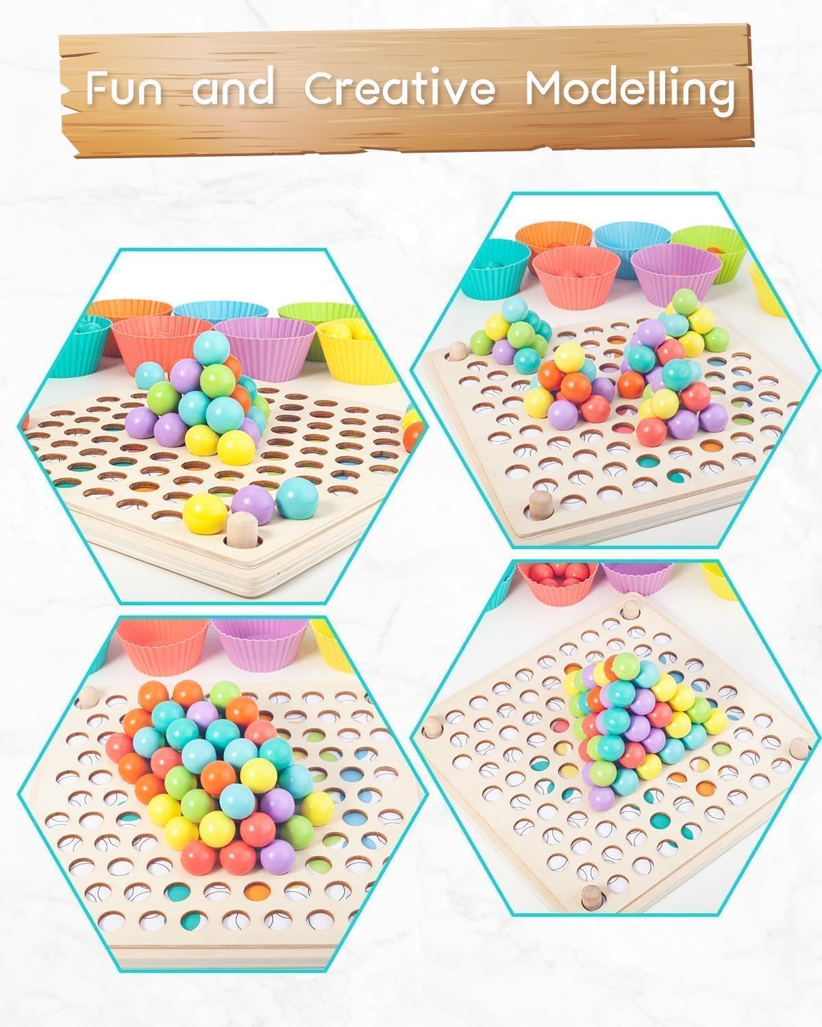 Juguetes Montessori de madera, juego de cuentas de tablero de clavijas para niños pequeños, juguete preescolar educativo temprano, juguetes de