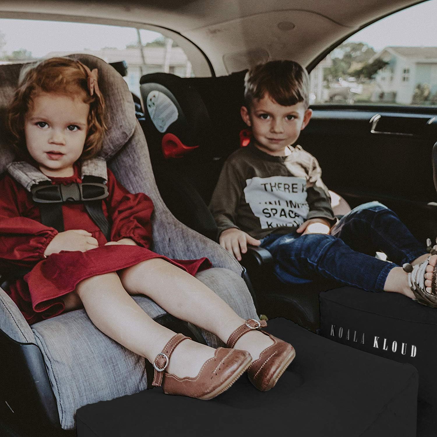 Koala Kloud – Reposapiés de viaje de 3 alturas, almohada inflable gris, reposapiés de avión para vuelos, asiento de automóvil, cama de avión para