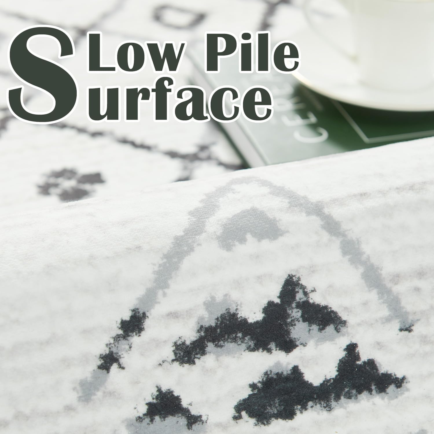 jinchan Alfombra marroquí lavable de 5 x 7 pies, moderna, geométrica, antideslizante, delgada, para interiores, para sala de estar, dormitorio,