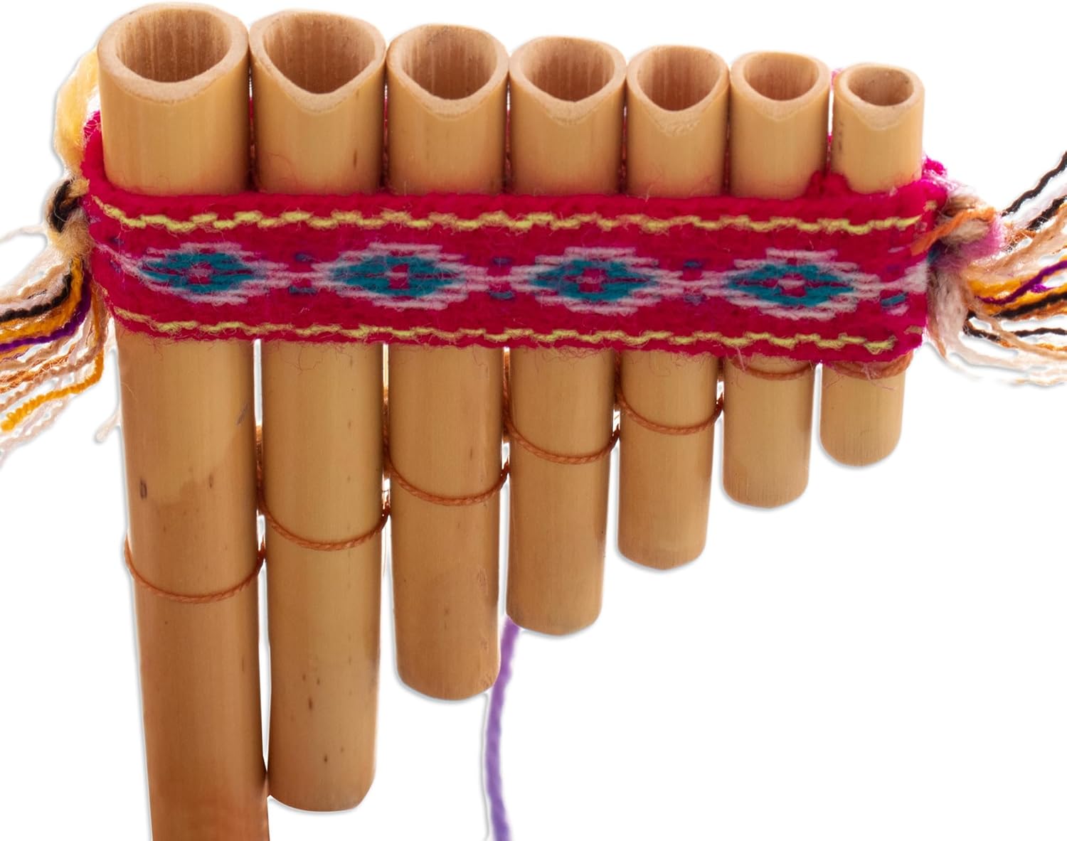 NOVICA Juego de panpipes de bambú andino de zampona con detalles textiles y estuche de transporte, par de 1 grande y 1 pequeño, Serenata Inca