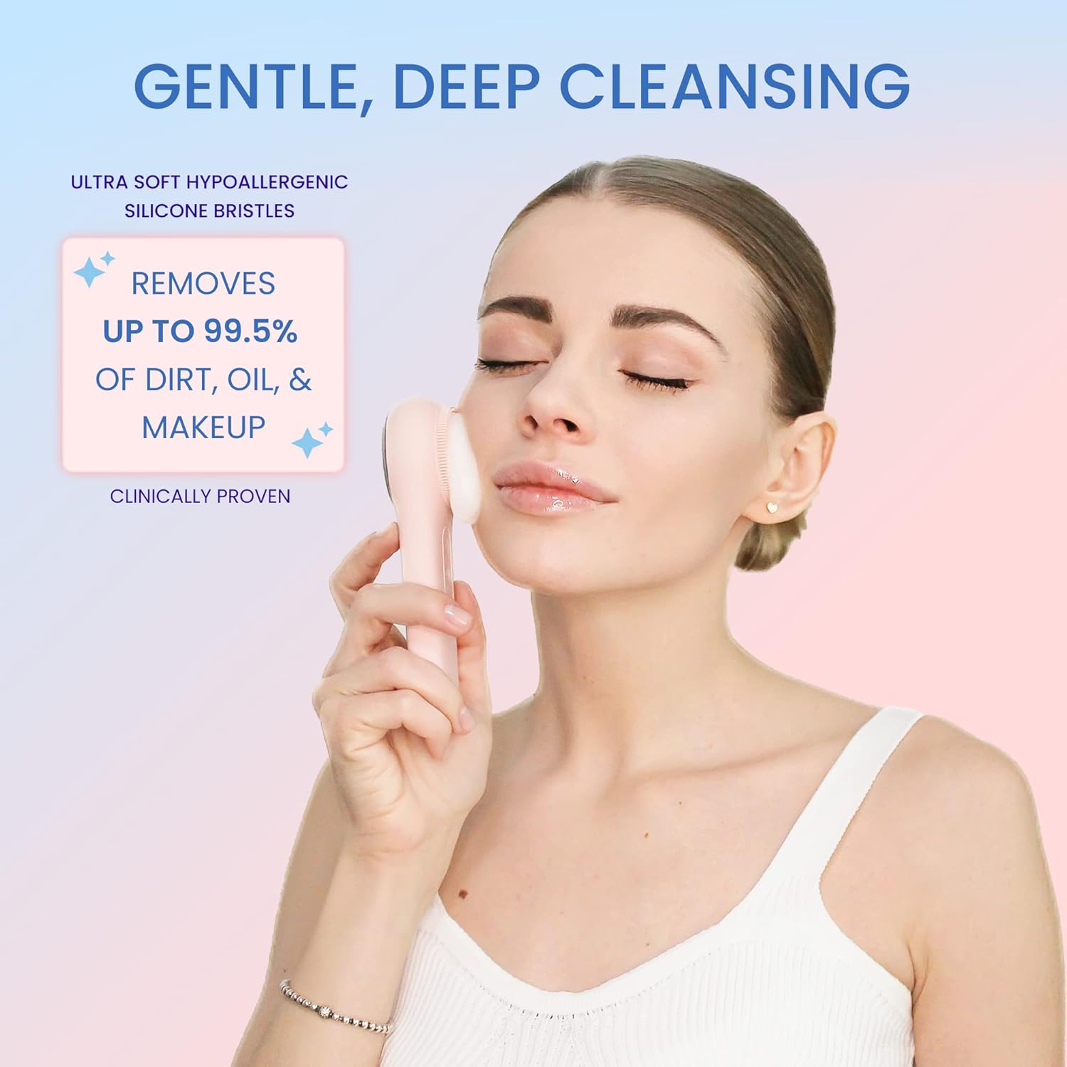 More Life Clarity – Cepillo de limpieza facial avanzado 3 en 1 con soporte de carga, limpiador facial eléctrico recargable en caliente y frío de