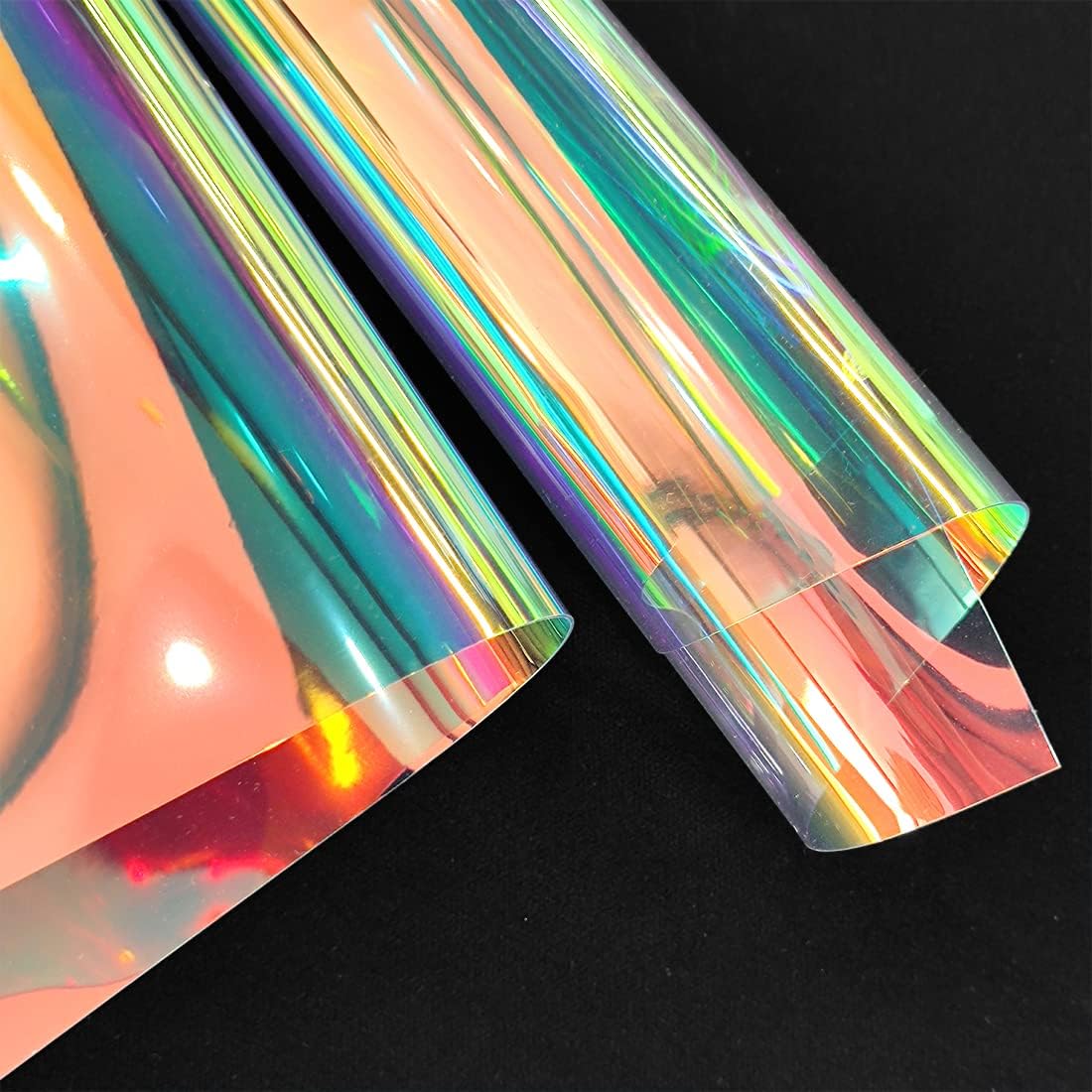 6 piezas de tela holográfica transparente de PVC azul iridiscente de 0.031 in de grosor de vinilo transparente con espejo de lámina láser para XHT