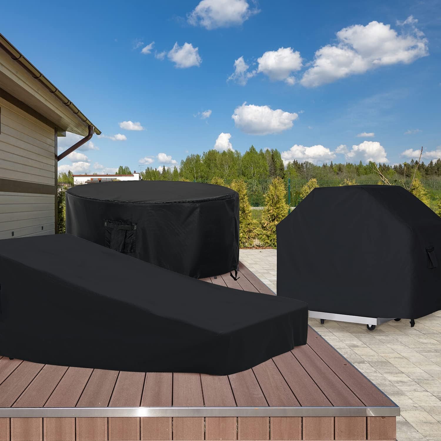 ABCCANOPY Funda de mesa redonda para muebles de exterior, resistente al agua y al polvo, resistente al viento, resistente al desgarro, resistencia a