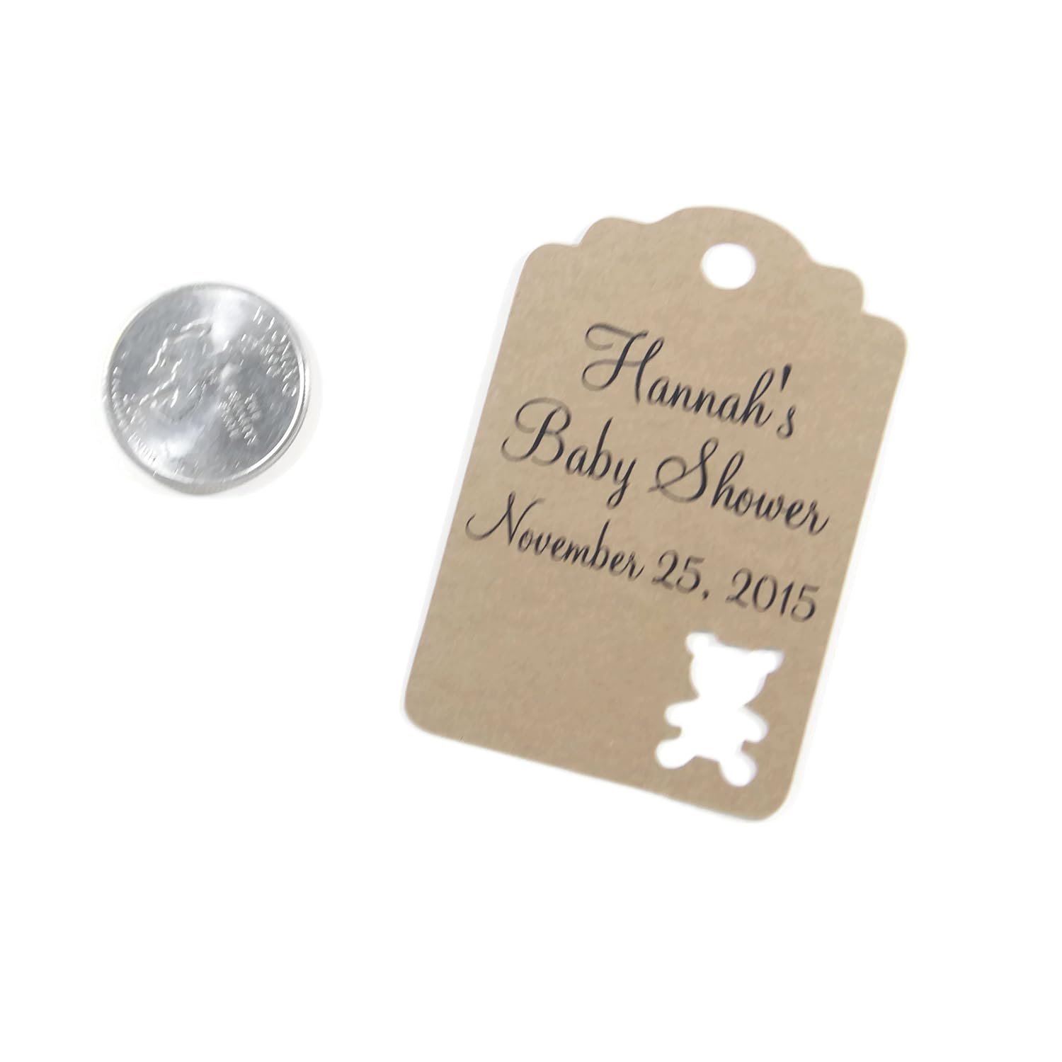 Custom Teddy Bear Tags for Baby Shower (Set of 12) (Kraft Brown)