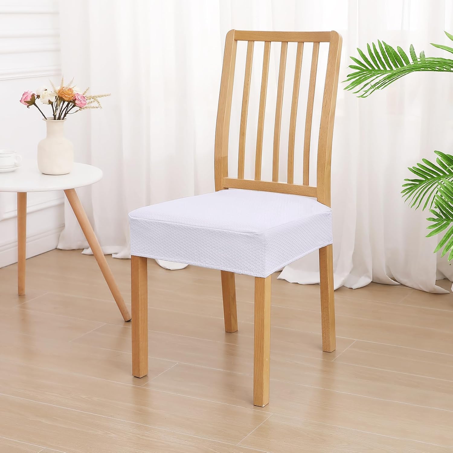 smiry Juego de 6 fundas de asiento impermeables para sillas de comedor, tela jacquard elástica, extraíble y lavable, fundas protectoras de asiento
