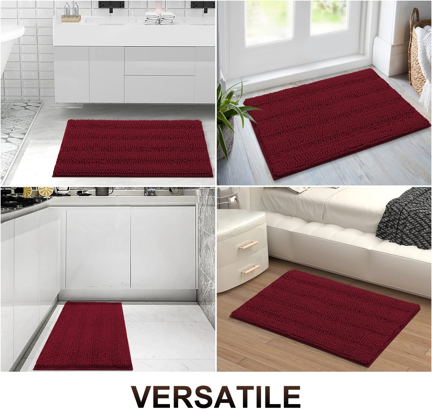 Grandaily Alfombras de baño de felpilla a rayas de 60 x 24 pulgadas, extra gruesas y absorbentes, antideslizantes, de felpa suave, lavable a