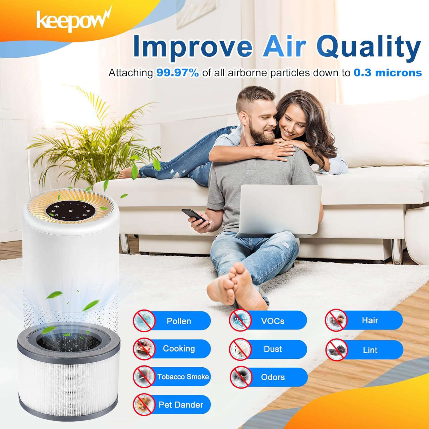 Keepow Vista 200 filtros de repuesto para purificador de aire, paquete de 2 unidades, compatibles con LEVOIT Vista 200, accesorios de repuesto de