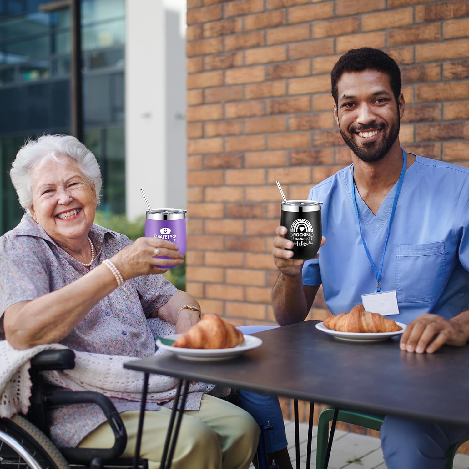 Zubebe 8 vasos para enfermeras con tapa con pajilla, taza de café de enfermería de acero inoxidable, botella de agua para enfermera, divertido