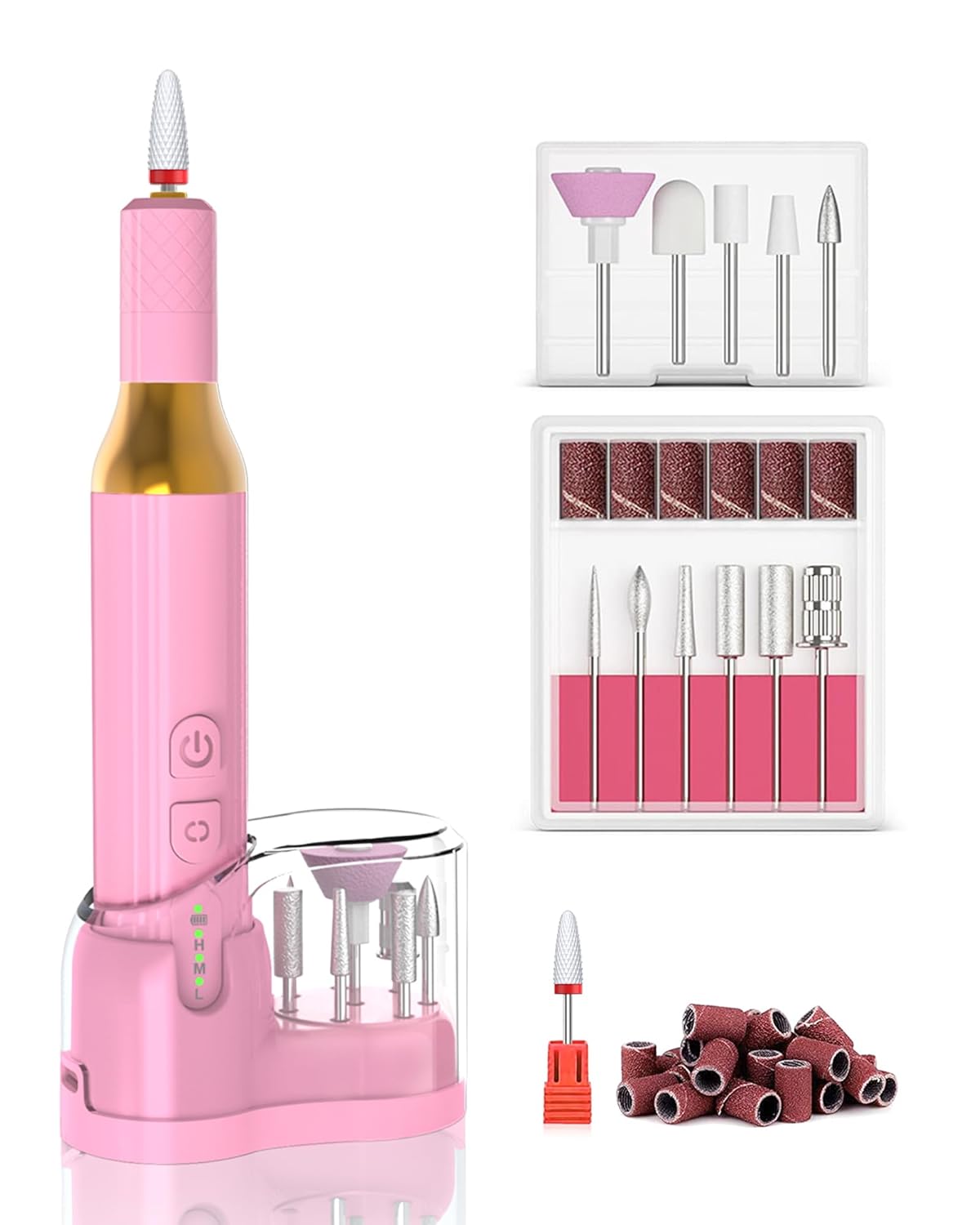 DEEHENK Taladro de uñas eléctrico inalámbrico portátil para uñas acrílicas de gel, lima de uñas recargable para el hogar, sala de belleza, lima de