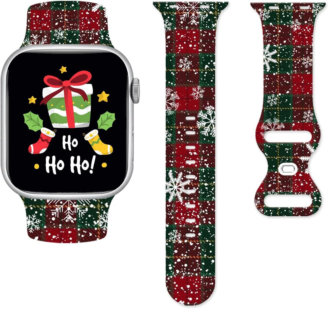 Correa deportiva de Navidad compatible con iWatch de 1.496 in 1.575 in 1.654 in 1.732 in para mujeres, hombres y niñas, correas ajustables de