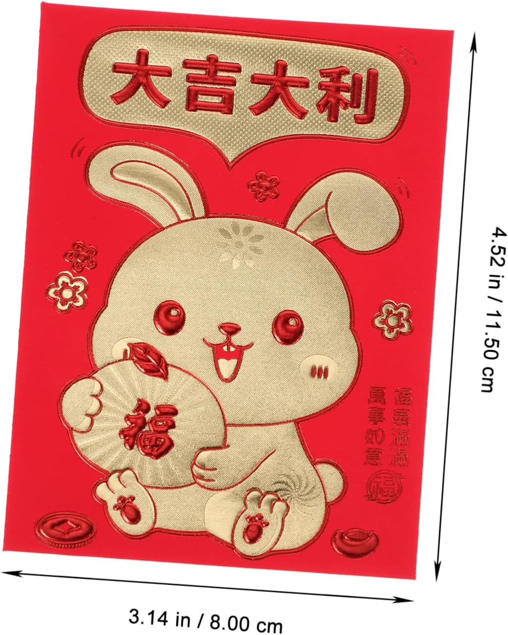 STOBOK 192 Pcs Year of The Rabbit Red Envelope Gift Cash Envelopes Money Envelopes New Year Red Envelopes Lunar Rabbit Hong Bao Rabbit Year Red