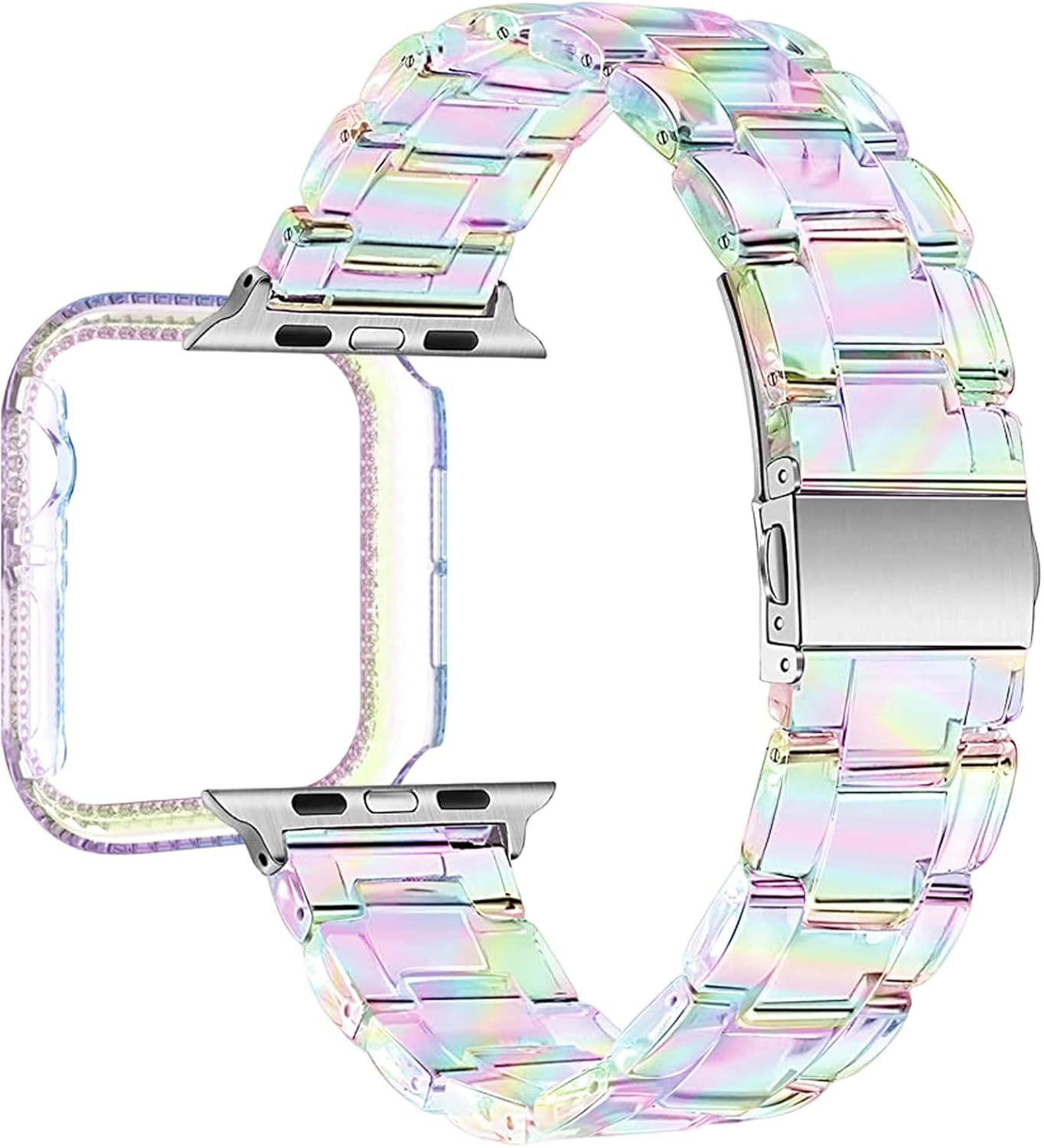 Correa para Apple Watch Band de 1.929 in, 1.772 in, 1.732 in, 1.654 in, 1.614 in, 1.575 in, 1.496 in, colorida correa de reloj de resina