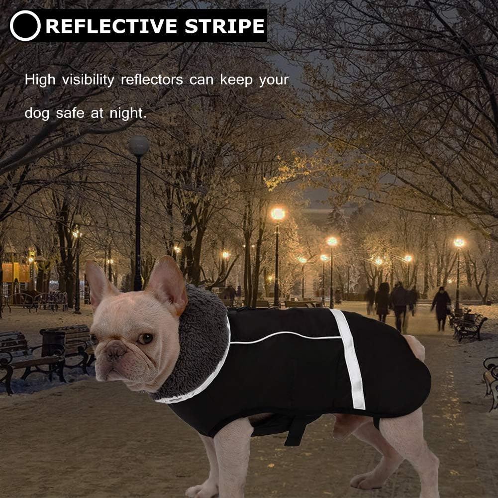 Abrigo de perro cálido reflectante chaqueta de invierno, impermeable a prueba de viento para perros fríos, forro polar grueso para mascotas, chaleco