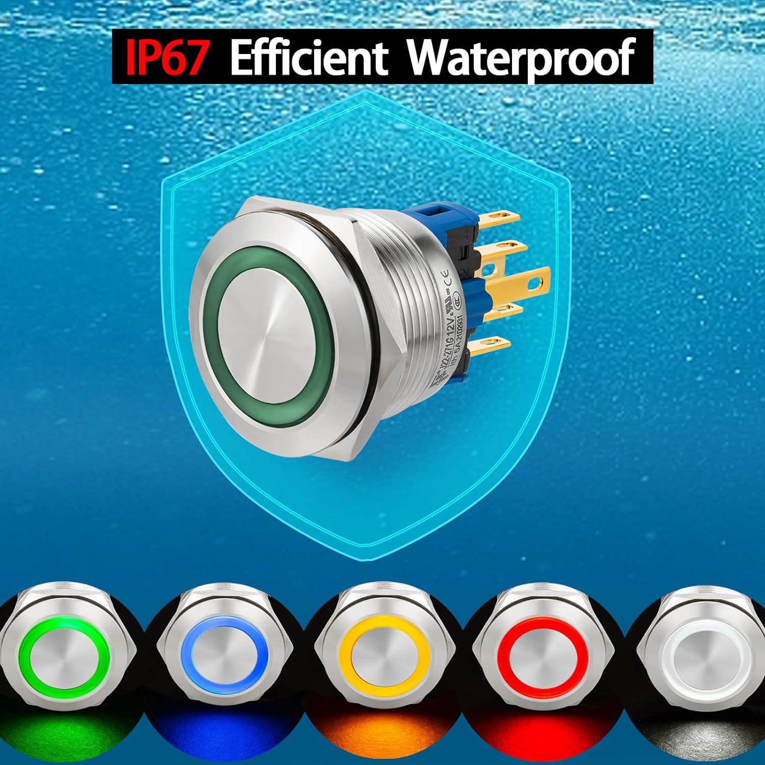 ZJWZJH Interruptor de botón de 0.866 in, 78 pulgadas, con pestillo, 110 V, 120 V, CA, orificio de montaje 1NO 1NC SPDT para encendido y apagado,