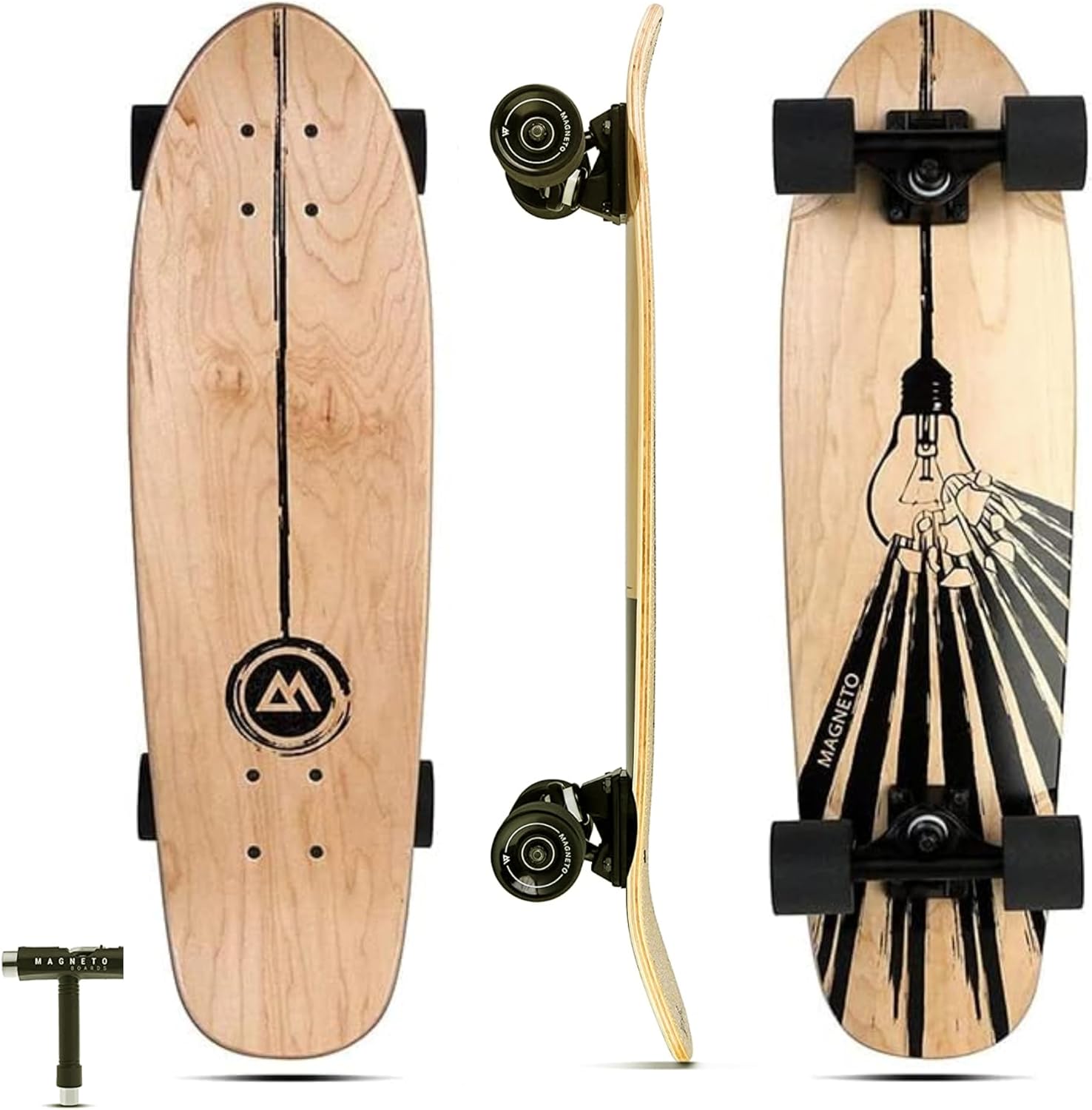 Magneto Patineta completa  27.5 x 7.5 pulgadas  Cubierta cóncava de arce canadiense de 6 capas  Monopatín para niños  Monopatín para principiantes,