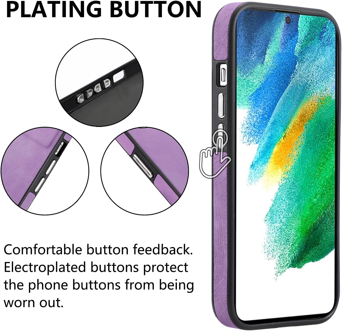 Asuwish Funda de teléfono para Samsung Galaxy S21 FE 5G con protector de pantalla de vidrio templado y funda delgada de cuero suave resistente
